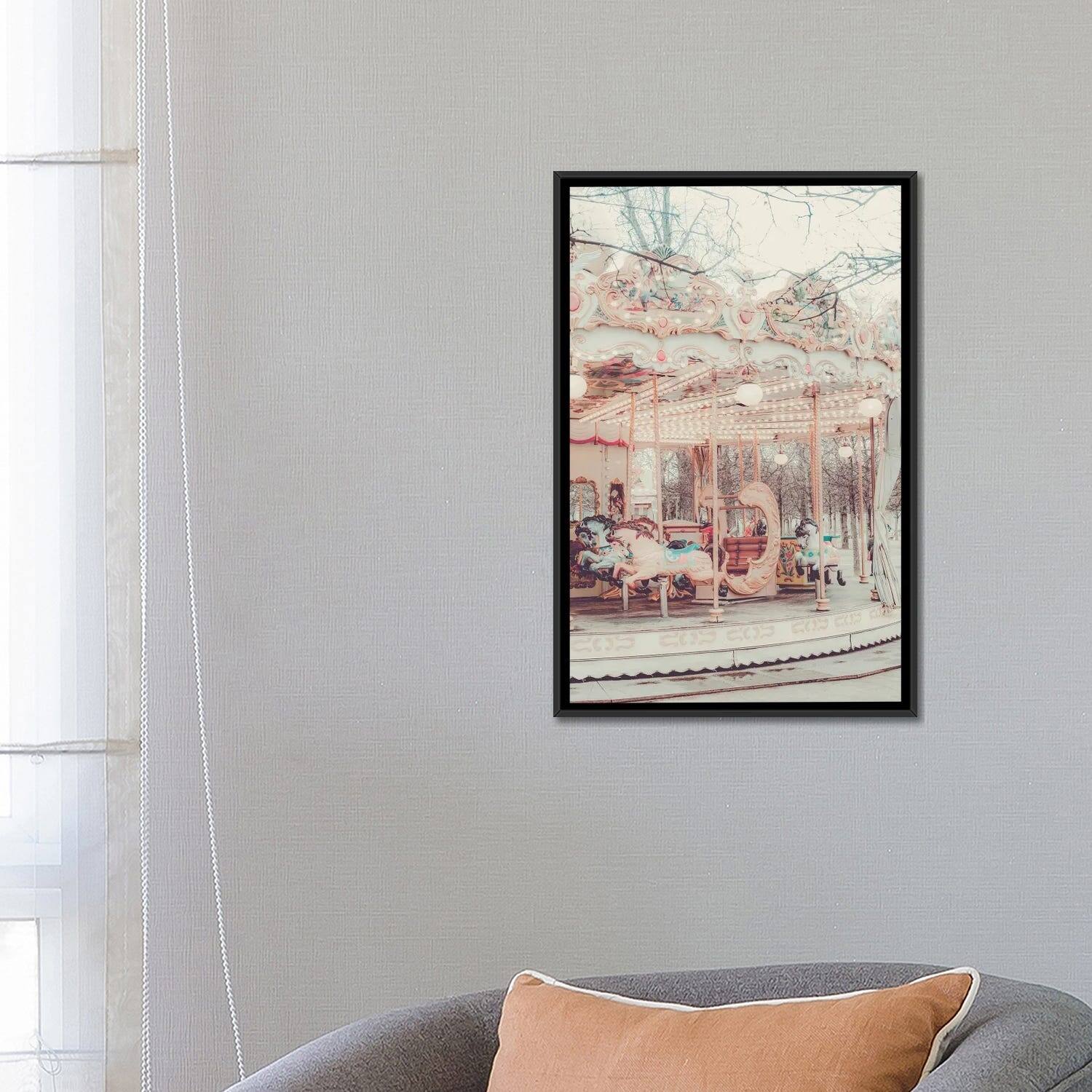 iCanvas "Paris Carousel Golden" by Grace Digital Art Co Framed Canvas